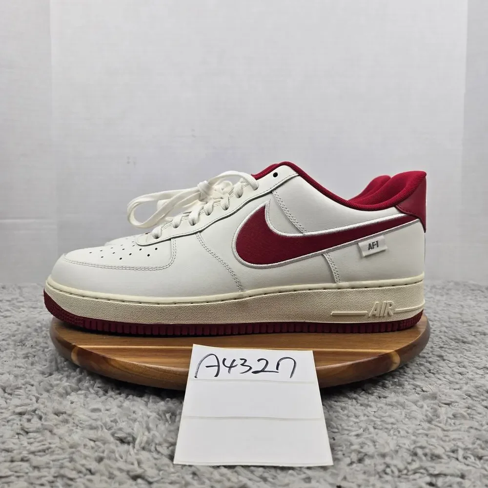 Nike Mens 13 Air Force 1 07 Low Sail Gym Red Casual Daily Sneaker FV0392-101